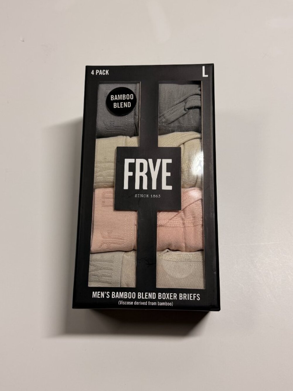 FRYE Bamboo Blend Boxer Briefs - 4 Pack - NWT - Large - Soft Earth Tone Colors